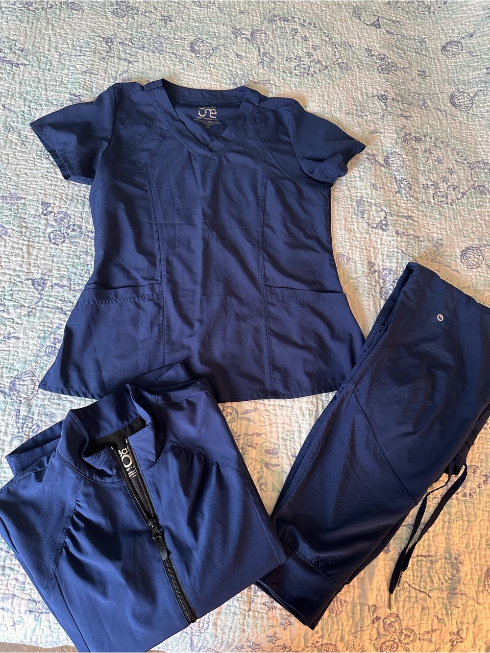 Barco One Women's Navy Scrub Set - Top, Jacket & Pants size M
